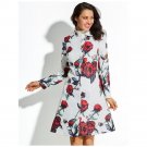 Flower Ture Red Polyester Duster Coat