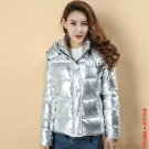 Women winter jackets Short warm coat Silver metal color bread style 2017 ladies parka winterjas dame