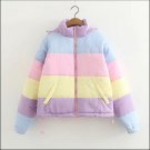 winter new apanese Harajuku Ma Caron fight color girl series loose bread  warm  jacket