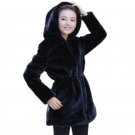 2017 Women Faux Fur Coat Casual Slim Winter Long Faux Mink Jacket With Hood Black Solid Coats Thick 