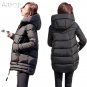 APOENGE Women\'s Winter Jackets 2017 New Padded-Cotton Coats Medium-Long Hooded Overcoats Female Thi
