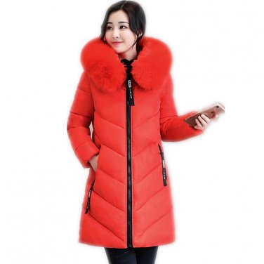 2018 Plus Size 6XL  Winter Women Down Cotton Medium-Long Jacket Parka Famale Hooded Big Fur Collar W