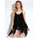 V-Neck Pure Color Cotton Black Vest