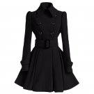 Winter Coat Women Europe Belt Buckle Turndown Collar Trench Coat Female Double Breasted Coat Casual 