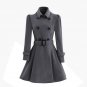 Winter Coat Women Europe Belt Buckle Turndown Collar Trench Coat Female Double Breasted Coat Casual
