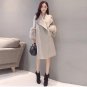 2017 Autumn/Winter Woolen Coat Jackets Warm Wool Blend Faux Fur Sleeve Long Turn-down Collar Loose C