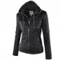 2017 Fashion Winter Faux Leather Jacket Women\'s Coats Hooded Slim Motorcycle Jacket Women Basic Jac
