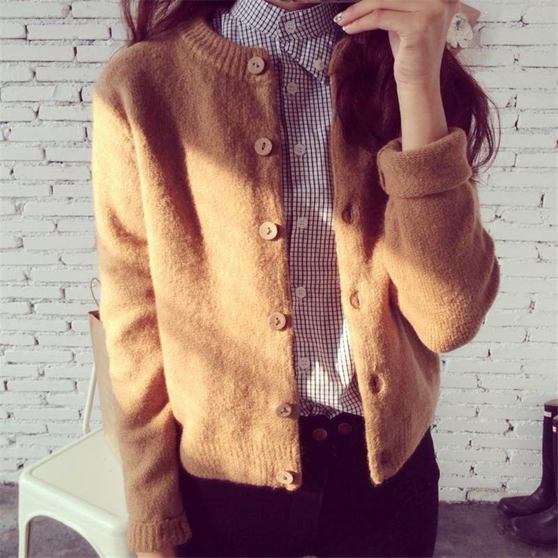 Women Cardigan Sweater Autumn Winter Woolen Knitted Cardigan Female Thick Short Jacket Sweater Women