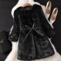 Natural Fur Coat New Winter Entire Skin Real Rabbit Fur Long Coat Korean Female Three Quarter Sleeve