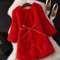 Natural Fur Coat New Winter Entire Skin Real Rabbit Fur Long Coat Korean Female Three Quarter Sleeve