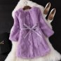 Natural Fur Coat New Winter Entire Skin Real Rabbit Fur Long Coat Korean Female Three Quarter Sleeve
