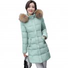 2017 Winter Coat Women Faux Fur Collar Zippers Pockets Coats Ladies Cotton-padded Jacket Womens Park