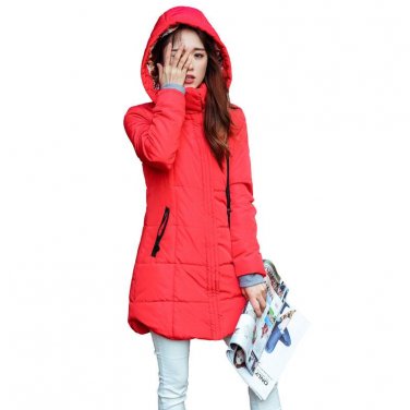 Plus size Candy color Slim Cotton coat women Parka 6XL Autumn winter jacket Women Thick Hooded Cotto