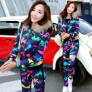 tracksuit for women 2017 winter women\'s hooded cotton jacket coat+pants suits female camouflage cot