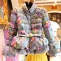 Newest Women Flower Printed Cotton Wadded Jacket Coat Winter Lantern Sleeve Rabbit Fur Patchwork Pri
