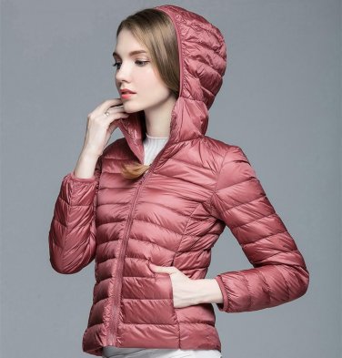 Down Parka Brand New Designer Women 90% White Duck Down Ultralight Jacket Winter Outwear Hooded Thin
