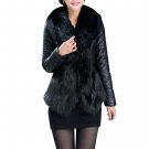 Faux Fur Coat PU Leather Fox Fur Overcoats Elegant Women Winter Outwear Stand Collar Fourrure Femme 