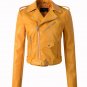 New Arrival 2017 brand Winter Autumn Motorcycle leather jackets yellow leather jacket women leather 