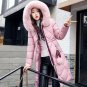 Elegant Fur Winter Coats Thickened Parka Women Down Jackets Long Pink Stitching Warm Coat Down Lady 
