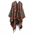 2017 women\'s fashion cashmere winter Scarf long thicken tassel Plum flower cape poncho warm wild wo