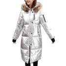 Winter Fashion Silver Down Jacket Female Parkas Street Zipper Long Sleeve Winter Coat 2017 Women War