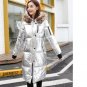 Winter Fashion Silver Down Jacket Female Parkas Street Zipper Long Sleeve Winter Coat 2017 Women War