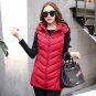 Long cotton padded hooded winter women waistcoat slim autumn warm female vest ladies plus size 3Xl 4