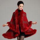 Fur coat female 2017 new autumn winter Plaid faux fox shawls elegant long fur capes loose warm women