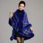 Fur coat female 2017 new autumn winter Plaid faux fox shawls elegant long fur capes loose warm women