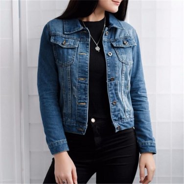 Women Basic Coats Autumn And Winter Women Denim Jacket 2017 Vintage Long Sleeve Slim Female Jeans Co