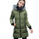Winter Down Cotton Jackets Womens New 2017 Long Coat Hooded Fashion Parkas Plus size Fur collar Blac