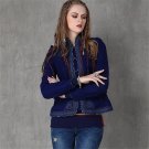 Women Autumn winter Wool Coat Original Design National style embroidery woolen jacket Short thicken 
