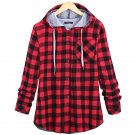 Women Buffalo Plaid Jacket Single Breasted Hooded Loose Basic Jacket Autumn Winter Coat Chaqueta Muj