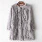 Women\'s Genuine Real Natural Rabbit Fur Coat Women fashion Mid-Long jacket Lady Winter Warm Overcoa