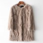 Women\'s Genuine Real Natural Rabbit Fur Coat Women fashion Mid-Long jacket Lady Winter Warm Overcoa