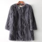 Women\'s Genuine Real Natural Rabbit Fur Coat Women fashion Mid-Long jacket Lady Winter Warm Overcoa