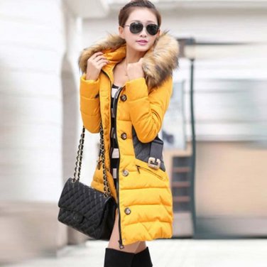 Winter Jacket Women Parka Fur Collar Thickening Cotton Padded Winter Coat Manteau Femme 1PC