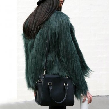 Winter Women Blazer Coat High-grade Elegant Women Shaggy Coat Long Sleeve Fluffy Faux Fur Fourrure F
