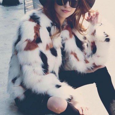 Plus Size Elegant faux fur coat women winter Warm Long sleeve 2017 female Fluffy outerwear Chic autu
