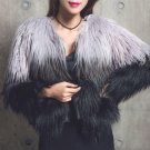Elegant Women Faux Fur Coat Winter High-grade Shaggy Coats Gradual Color Long Sleeve Fluffy Fourrure