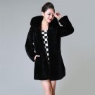 2017 Winter Overcoat Fake Fur Plus Size XXXL Long Coat Women basic coats Hooded fourrure Black Warm 