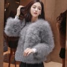 Winter Women Coat Faux Ostrich Fur Coats Ladies Shaggy Coat Long Sleeve Fluffy Turkey Feather Fourru