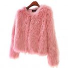 Girl Faux Fur Coat With Cotton Padded Pink Fur Outerwear Lady Winter Long Sleeve Fur Jacket Furry Fu