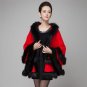 2017 autumn winter new elegant double-deck hooded fox fur coat ladies faux fur knitted capes shawl l