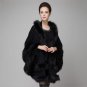 2017 autumn winter new elegant double-deck hooded fox fur coat ladies faux fur knitted capes shawl l