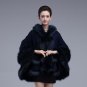 2017 autumn winter new elegant double-deck hooded fox fur coat ladies faux fur knitted capes shawl l