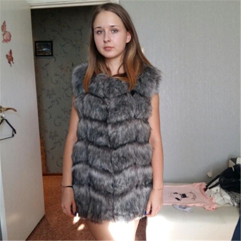 High quality Fur Vest coat Luxury Faux Fox Warm Women Coat Vests 2017 Winter Fashion furs Women\'s C