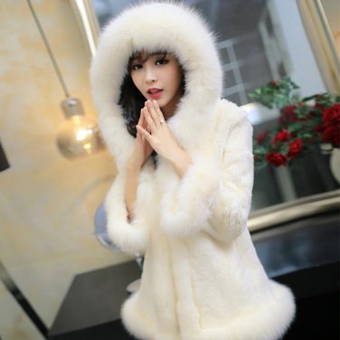 2016 Large size women\'s winter Long hooded Coat Leather grass thick warm Autumn and winter Women\'s