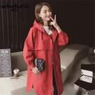 2017 autumn winter outfit women trench loose coat, female lady hooded long windbreaker Trench Coat R