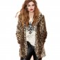 HONGZUO 2017 Winter New arrival Women Leopard Fur Coat Long-sleeve Turn-down Collar Faux Fur Coats J